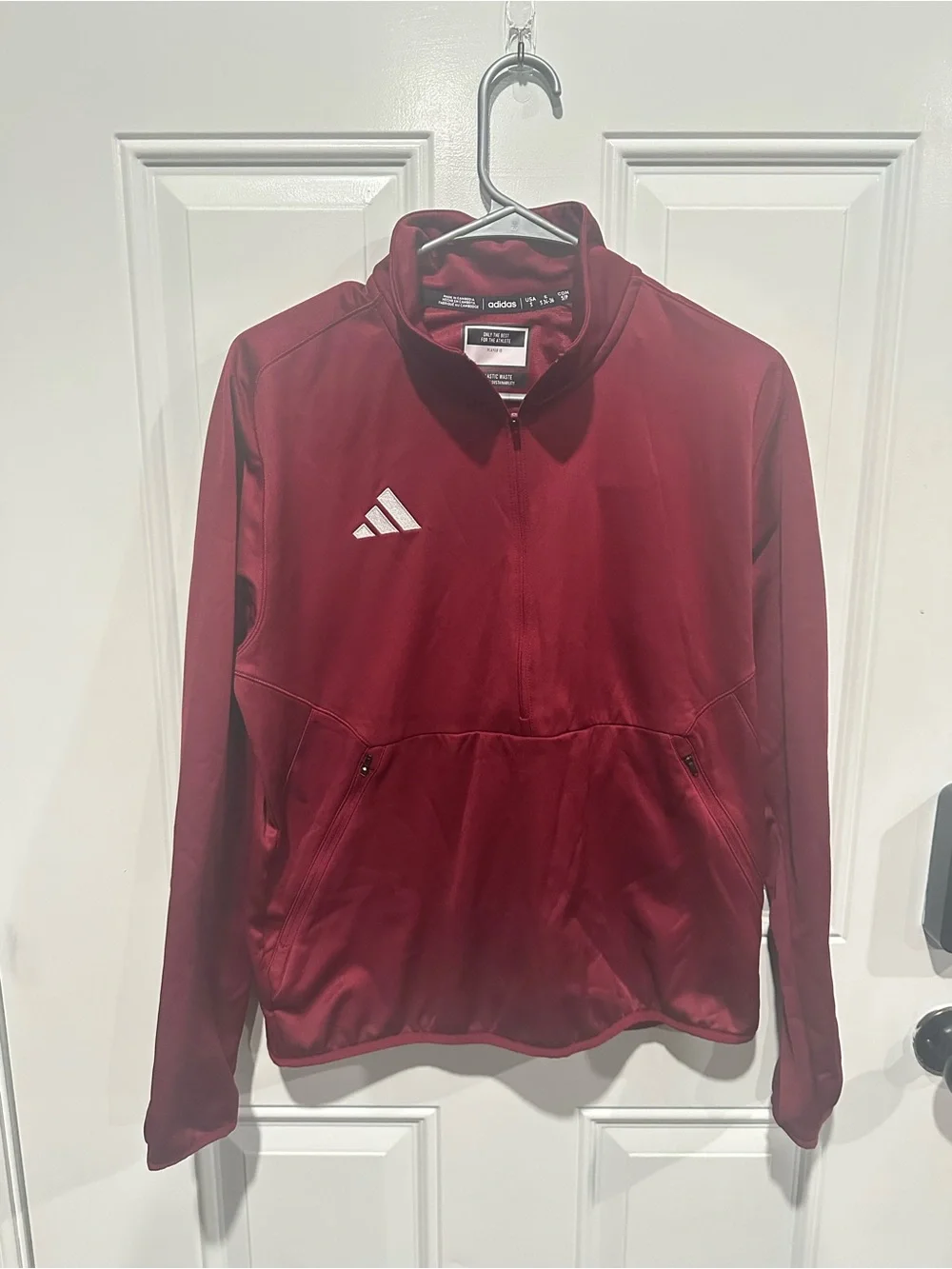 adidas men’s Maroon Quarter-Zip Pullover Jacket